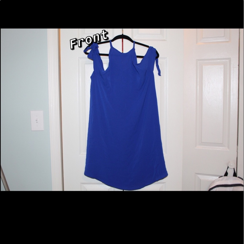 Blue, flowy dress.